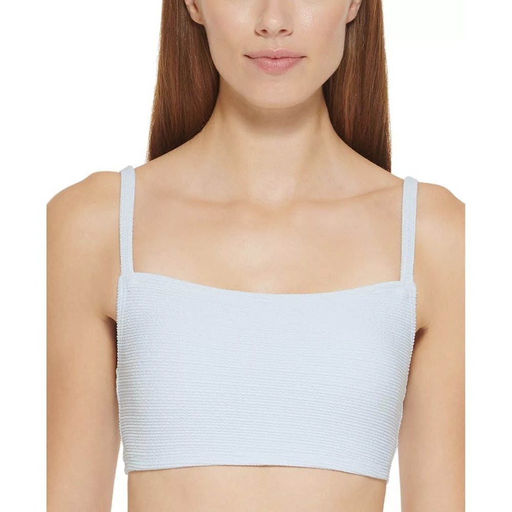 DKNY Womens‎ Size Large Textured Longline Bralette Bikini Top Swimsuit $68 1966